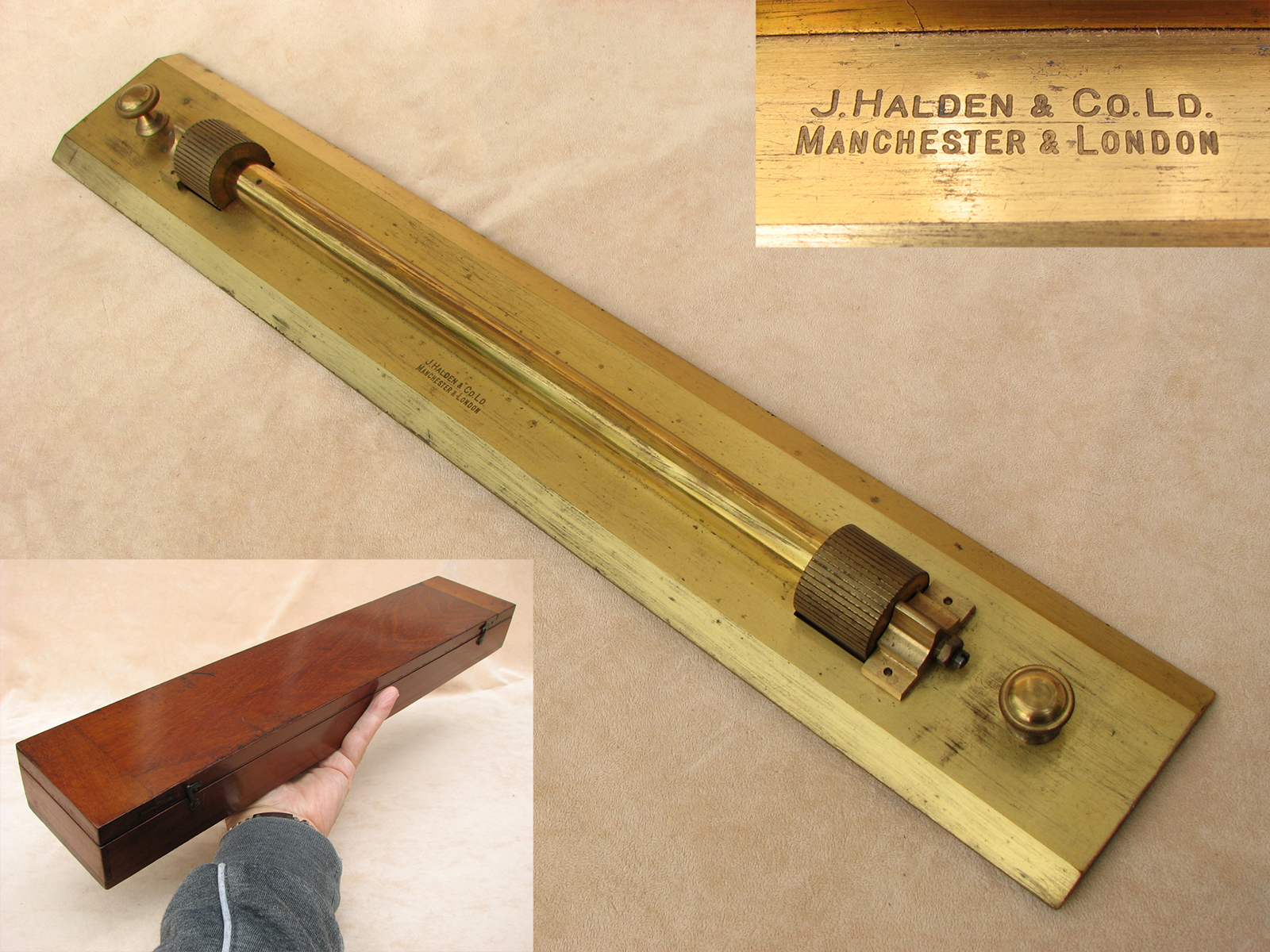 Brass navigational rolling rule by J. Halden & Co Manchester